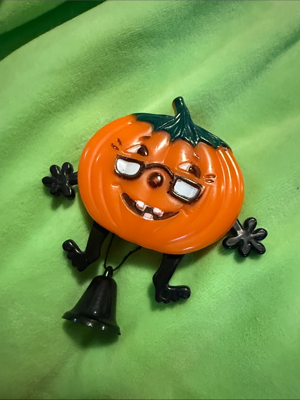 Whimsical Jumping Pumpkin Pin Brooch